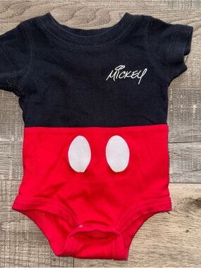 Disney parks newborn Mickey Black and Red Baby One-Piece Bodysuit